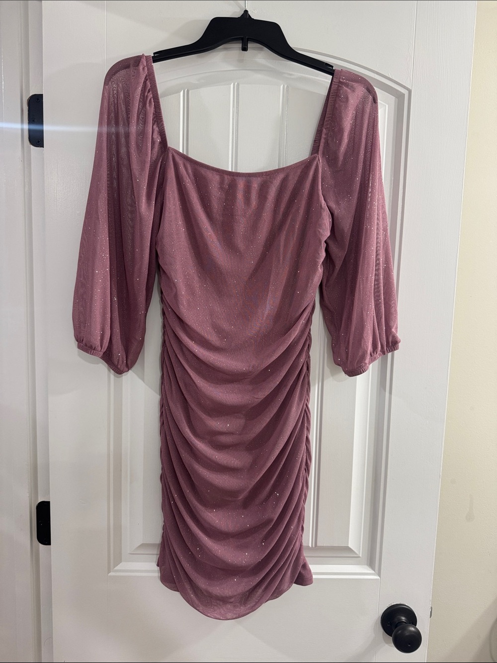 Speechless Ruched Mauve Sparkle Midi Dress - Women